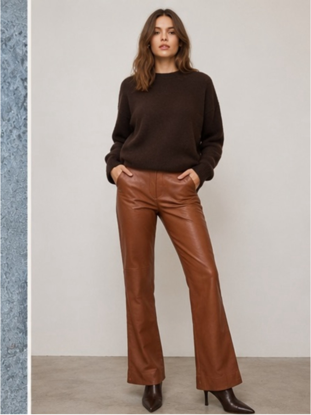 DANIER Genuine Leather Brown Bootcut Pants Size 10
